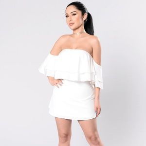 FashionNova Bright White Off-Shoulder Dress
